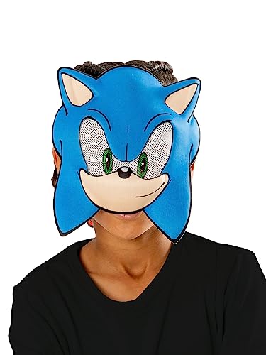 Rubies – Offizielle Sonic Kindermaske – Einheitsgröße – Halbmaske verstellbar Sonic, The Hedgehog – Für Fans des Videospiels Sega Sonic, der Überschall-Igel von RUBIE'S