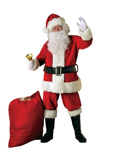 Weihnachtsmann Santa Claus Deluxe Samt Kostüm Set, 7-teilig: Jacke, Hose, Bart, Perücke, Mütze, Galoschen, Gürtel von Rubie's