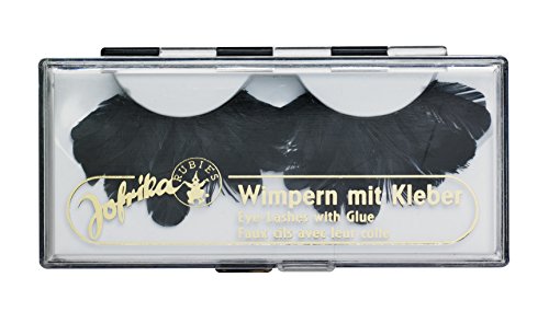 falsche Wimpern mit Federn Schwarz + Kleber Karneval Fasching Kostüm von Rubie's