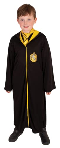 RUBIE'S Harry Potter Offizielles Hufflepufflepuff-Kleid – Kostüm für Kinder – 7-10 Jahre – schwarzes Kleid mit Kapuze – für Halloween, Karneval – Geschenkidee zu Weihnachten von RUBIE'S