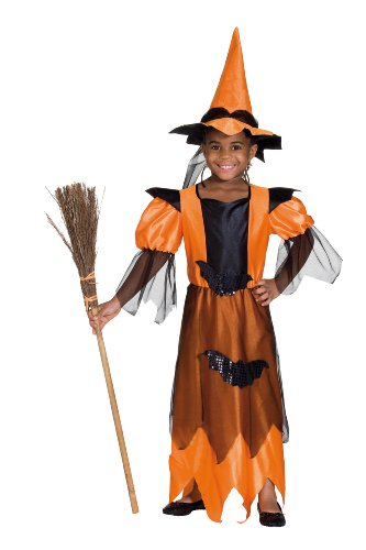 Rubies 1 2203/022 152 - Kostüm Midnight Witch mit Hut orange Größe 152 von Rubies