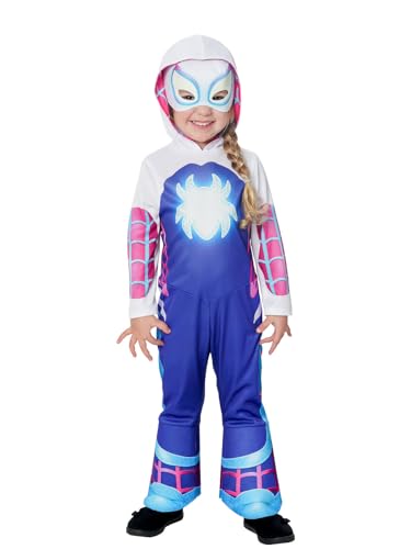 Rubies Ghost Spider Glow in Dark Preschool Kostüm für Mädchen, Jumpsuit, Überzug für Stiefel und Maske, offizielles Marvel-Outfit für Karneval, Weihnachten, Geburtstag, Party und Halloween. von Rubies