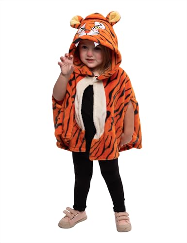 Rubies Super-Tiger-Kostüm für Mädchen und Jungen, Umhang mit Tigerkapuze, offiziell, Karneval, Geburtstag, Party, Halloween, Weihnachten von Rubies