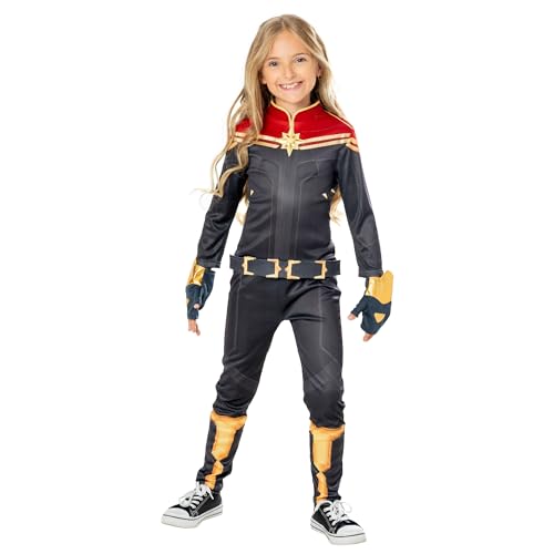 Rubies Marvel Deluxe Captain Kostüm für Mädchen und Jungen, Jumpsuit mit silbernem Abzeichen und Handschuhen, offizielles Lizenzprodukt für Karneval, Geburtstag, Party Rubies Marvel Deluxe Captain Kostüm für Mädchen und Jungen, Jumpsuit mit silbernem Abzeichen und Handschuhen, offizielles Lizenzprodukt für Karneval, Geburtstag, Party von Rubies