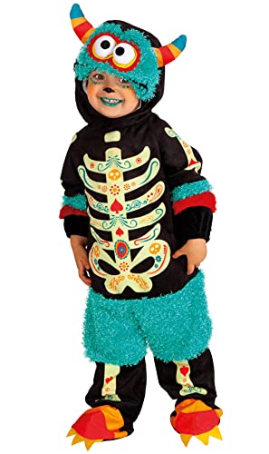 Rubies Monster Catrina-Kostüm für Jungen und Mädchen, Babygröße 1-2 Jahre, Strampler mit Klettverschluss, Mütze mit Kulleraugen, Original Halloween, Weihnachten, Karneval und Geburtstag. von Rubies
