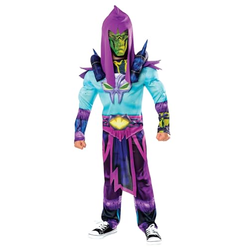 Rubies Skeletor Deluxe Kinder Jumpsuit mit EVA-Details und Maske, offizielle Mattel, Masters of the Universe für Karneval, Halloween, Weihnachten und Geburtstag von Rubie's