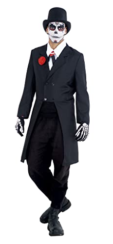 Rubies Skull Catrin Kostüm für Herren, Anzug mit Jacke und Rose, Handschuhe, Hut und halbes Hemd, offizielles Halloween, Karneval und Geburtstag, S8586 von Rubies