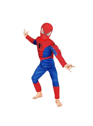 Rubies Spider-Man Kinder-Kostüm + Maske – I-881309 – Deluxe-Verkleidung Karneval & Halloween – rot-blau - Kindergröße 116 von Rubies