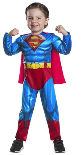 Rubies Superman Black Line Preschool Baby Jumpsuit mit muskulöser Brust, Lentikular-Detail und Umhang, offizielle DC Comics für Karneval, Geburtstag, Party, Weihnachten von Rubies