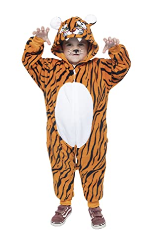 Rubies Tiger Kostüm für Jungen und Mädchen, Unisex, mit Kapuze, Tigerkopf und Schwanz, Original, ideal für Halloween, Weihnachten, Karneval und Geburtstag. von Rubies