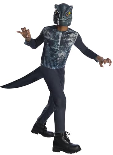 Rubies Velociraptor OPP Dinosaurier Kostüm für Jungen und Mädchen, Jumpsuit mit Schwanz und Maske, offizielle Univesal Jurassic World für Karneval, Weihnachten, Geburtstag, Party und Halloween von Rubies