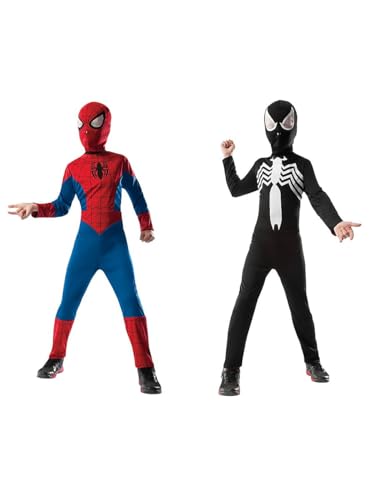 Spider-Man & Venom Wende-Overall für Kinder - Kindergröße: 128 - Marvel Kostüm Karneval & Halloween von Rubies