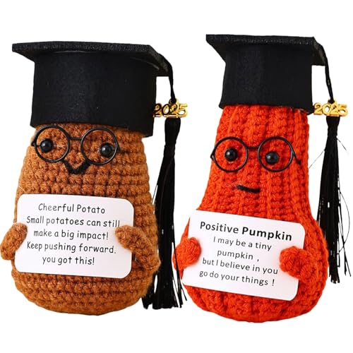 2pcs Positive Kartoffel Puppe, Lustige Mini Potato Strickpuppe, Kreative Strickwolle Pocket Hug Motivationsgeschenke, Energiekarte Inspirational Geburtstagsgeschenk, Schulabschluss Geschenke (C) von Rubu22a