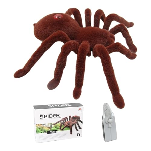 Ferngesteuerte Spinne Spielzeug, KabelloseTarantel, Steuerspinne Spielzeug, Rc Spider, Fernbedienung Tiere, Glänzenden Augen mit 8 Beinen, gruseliges Scherzspielzeug für Halloween (Braun) von Rubu22a