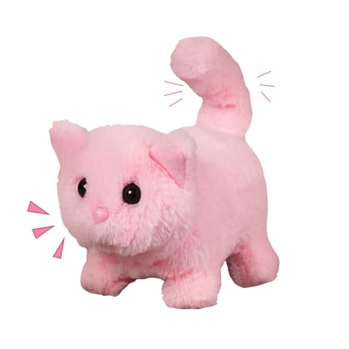 Interactive Plüschtiere,Katze Spielzeug Kinder Plüsch Kätzchen Elektronische Haustiere mit Ferngesteuerter,Katze der Läuft und Bellt, Kinder Geschenk (Rosa) von Rubu22a