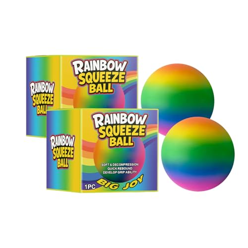 Riesiger 4-Zoll-Regenbogen-Stressbälle- Regenbogen Squeeze Bälle, Füllt Ihre gesamte Handfläche, 2X größer als Standard, Ultra-weicher Ball für tiefen Stressabbau (2) von Rubu22a
