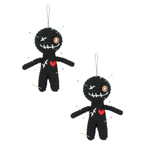 Rubu22a 2pcs Funny Voodoo Doll with Needles, Large, 12 cm, Office Gift for Colleagues, Friends, Funny Gifts, Voodoo Doll for Relaxing, Stress Relief, Black (A) von Rubu22a