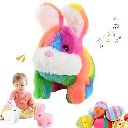 Rubu22a Interactive Plüschtiere,Elektrische Plüsch-Kaninchen-Simulation Spielzeug Kinder Plüsch Elektronische Haustiere mit Musik, Läuft und Bellt, Kinder Geschenk (Bunt) von Rubu22a