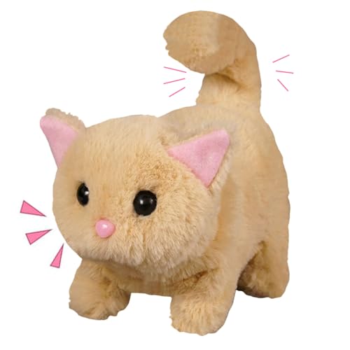 Rubu22a Interactive Plüschtiere,Katze Spielzeug Kinder Plüsch Kätzchen Elektronische Haustiere mit Ferngesteuerter,Katze der Läuft und Bellt, Kinder Geschenk (Braun) von Rubu22a