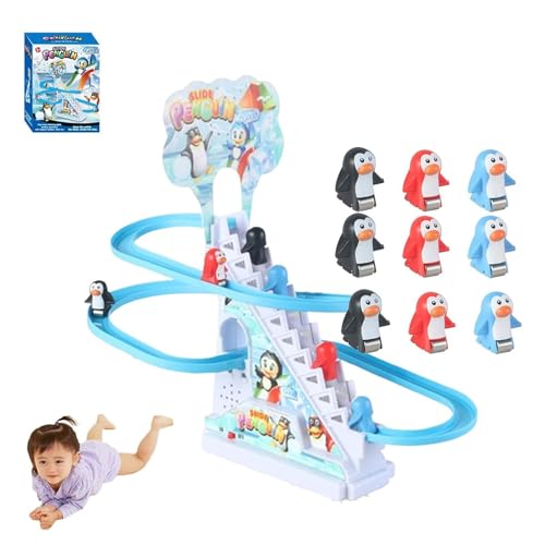 Rubu22a Pinguin-Rennspiel, Pinguin-Rennrutsche, Rennbahn-Spielzeug, Musikalisches Pinguin-Orbit-Chasing-Rennbahn-Spielset (9 Pinguine) von Rubu22a