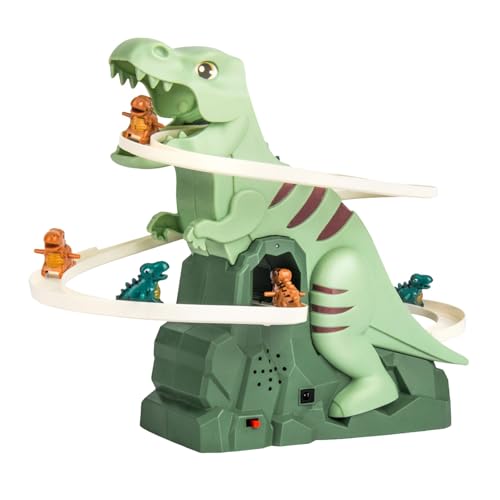 Treppensteigen Spielzeug Elektrische Dino Slide Track mit Licht und Musik Dinosaurier-Kletterrutsche Achterbahn Treppe Rennbahn Kinder Dinosaur Climbing Roller Coaster Toy (5 kleine Dinosaurier) von Rubu22a