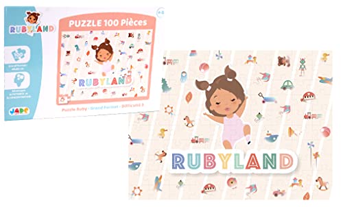 J.A.D.E - Puzzle Rubyland - Bildungsspiel - Erste Überlegungen - 222217-100 Teile - Mehrfarbig - Karton - Französisches Design - Kinderpuzzle - Jade - 46 cm x 36 cm - Ab 6 Jahren von J.A.D.E