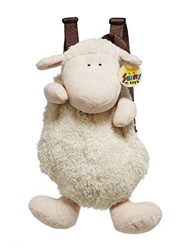 Rucksack Schaf aus Plüsch, 33 cm - Kinderrucksack - Lamm - Plüschtier- Kuscheltier (Cremeweiss) von Rucksack Plüsch ES - daydayversand