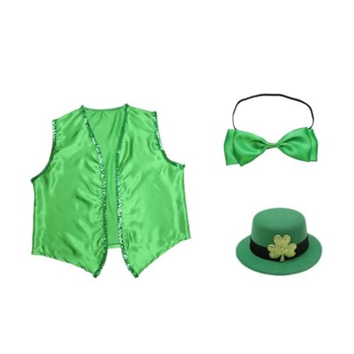 Rudiaoa Festliches Kostüm-Set, Weste, Fliege, Stirnband/Mütze, Zubehör-Set, Patrick's Day, Kostümzubehör, Irland, Party-Dekor Rudiaoa Festliches Kostüm-Set, Weste, Fliege, Stirnband/Mütze, Zubehör-Set, Patrick's Day, Kostümzubehör, Irland, Party-Dekor von Rudiaoa