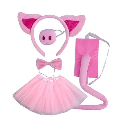 Rudiaoa Kostümzubehör-Set, flauschige Ohren, Stirnband, Fliege, Schnauze, Rock und Schwanz, Zubehör für Ferkel Rudiaoa Kostümzubehör-Set, flauschige Ohren, Stirnband, Fliege, Schnauze, Rock und Schwanz, Zubehör für Ferkel von Rudiaoa