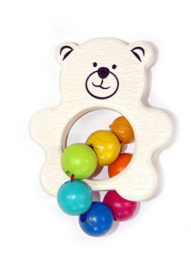 Rudolphs Schatzkiste Babyspielzeug Rassel Teddy BxLxH 80x60x130mm NEU Babyrassel Motorikrassel Spielzeugrassel Baby Kinderrassel Holzspielzeug Holzgestaltung Kreativ Holz Seiffen Erzgebirge von Rudolphs Schatzkiste