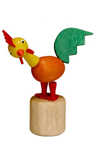 Rudolphs Schatzkiste Holzspielzeug Wackelfigur Hahn grün Höhe=8cm NEU Spielzeug Wackeln Wackeltier Wackelspielzeug Figur Holzspielzeug Holztier Tier Drücken Drückfigur Holz Holzfiguren Seiffen Erzgebirge von Rudolphs Schatzkiste