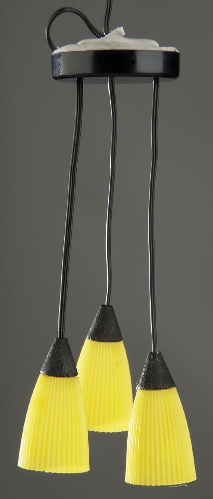 Hängelampe 3tlg.mit LED, für Puppenhaus gelbe Schirme von Rülke Holzspielzeug