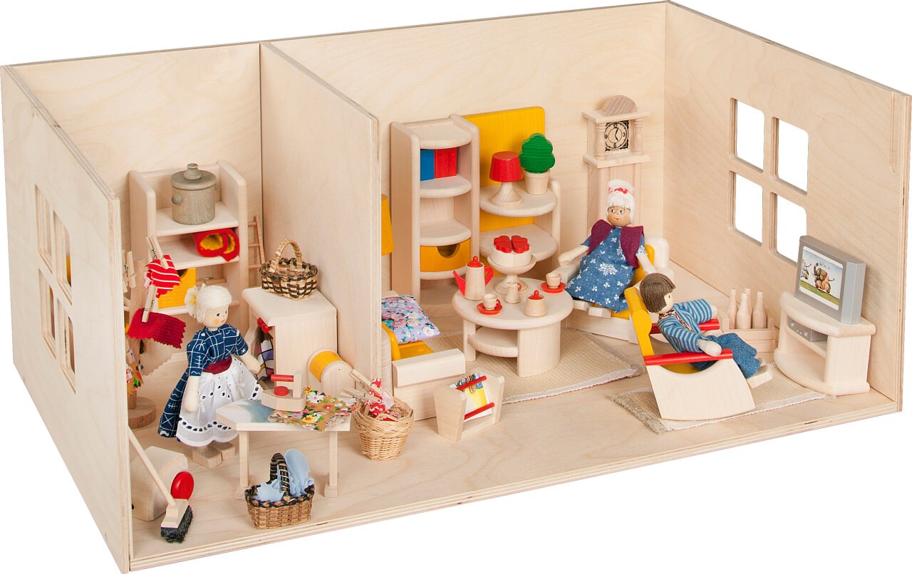 Holz-Puppenstube für Haus mit Balkon, Erweiterung für eine zusätzliche Etage Holz-Puppenstube für Haus mit Balkon, Erweiterung für eine zusätzliche Etage von Rülke Holzspielzeug
