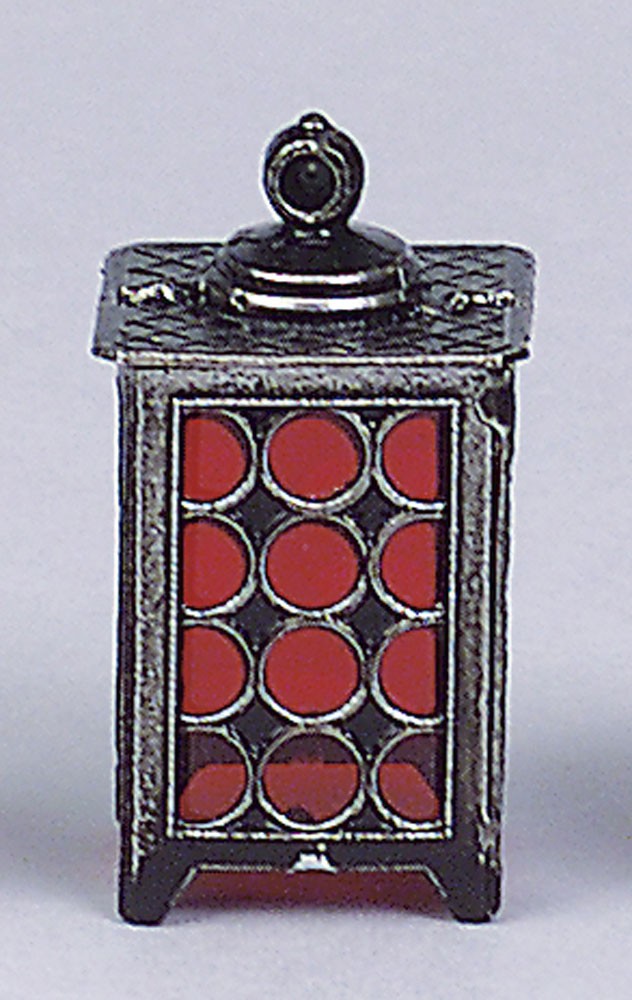 Krippenlaterne Zinn, mit roten Butzenscheiben von Rülke Holzspielzeug