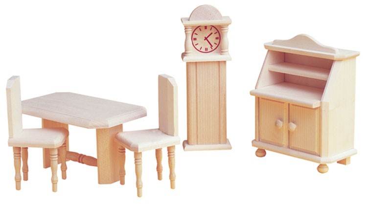 Möbelset für Puppenhaus, Wohnzimmer Rustikal von Rülke Holzspielzeug