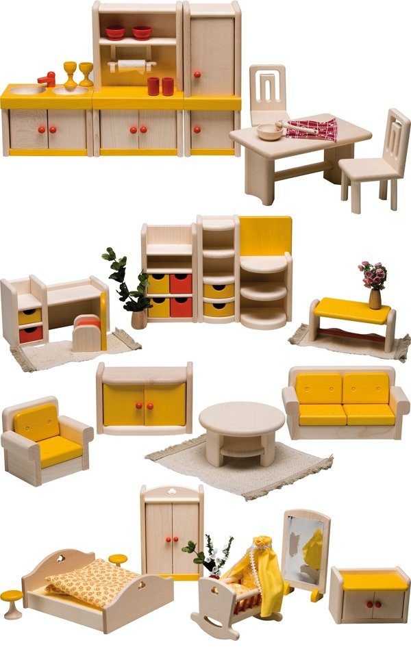 Möbelset für Puppenhaus Filius von Rülke Holzspielzeug