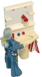 Puppenhausmöbel Bad Rustikal, Waschbecken von Rülke Holzspielzeug