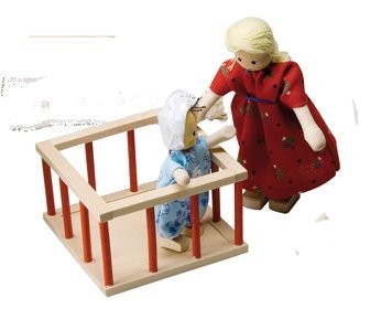 Puppenhausmöbel Kinderzimmer Rustikal, Laufgitter von Rülke Holzspielzeug