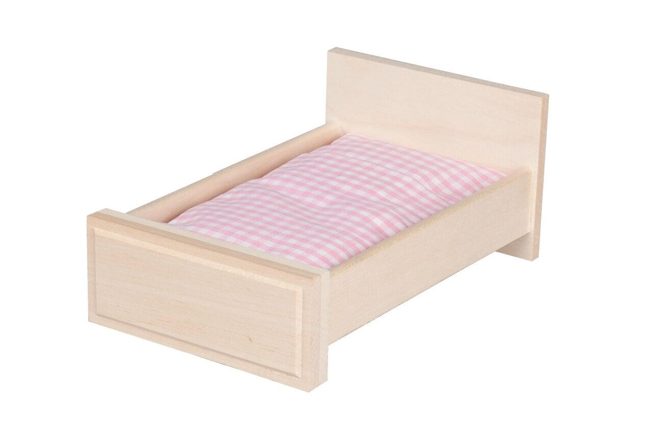 Puppenhausmöbel Schlafzimmer Rustikal, Bett von Rülke Holzspielzeug