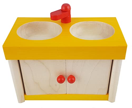 Rülke Holzspielzeug 22684 Puppenhauszubehör, holzfarben, rot, gelb von Rülke Holzspielzeug