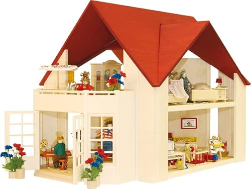 Rülke Holzspielzeug 23112 Puppenhaus, holzfarben, rot von Rülke Holzspielzeug