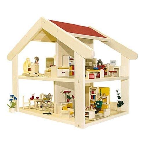 Rülke Holzspielzeug 23181 Puppenhaus, holzfarben, rot von Rülke Holzspielzeug