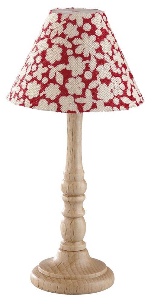 Stehlampe Holzfuß mit buntem Stoffschirm, für Puppenhaus Stehlampe Holzfuß mit buntem Stoffschirm, für Puppenhaus von Kahlert Licht