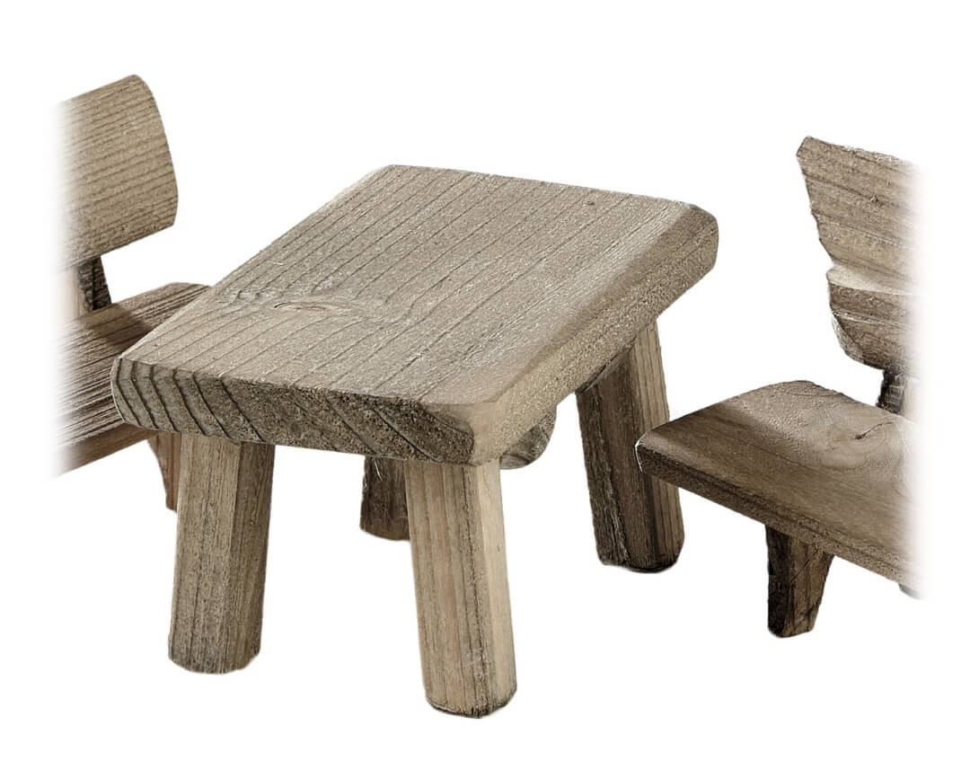 Tisch, Holzminiatur, für Krippen und Modellbau von Rülke Holzspielzeug