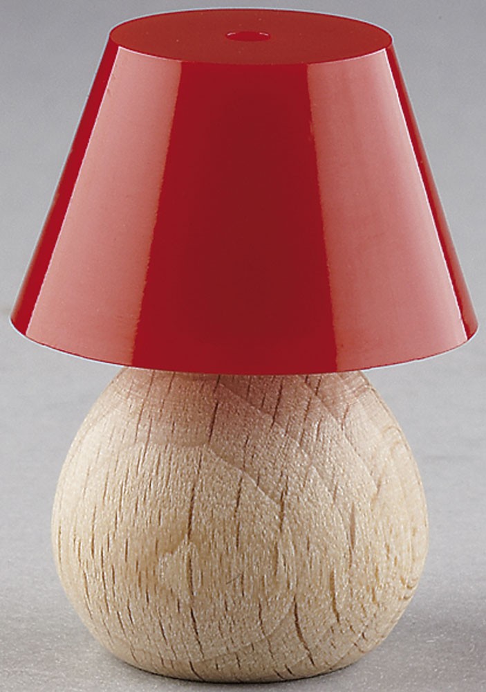 Tischlampe Holzfuß, 25mm, für Puppenhaus Schirm rot Tischlampe Holzfuß, 25mm, für Puppenhaus Schirm rot von Kahlert Licht