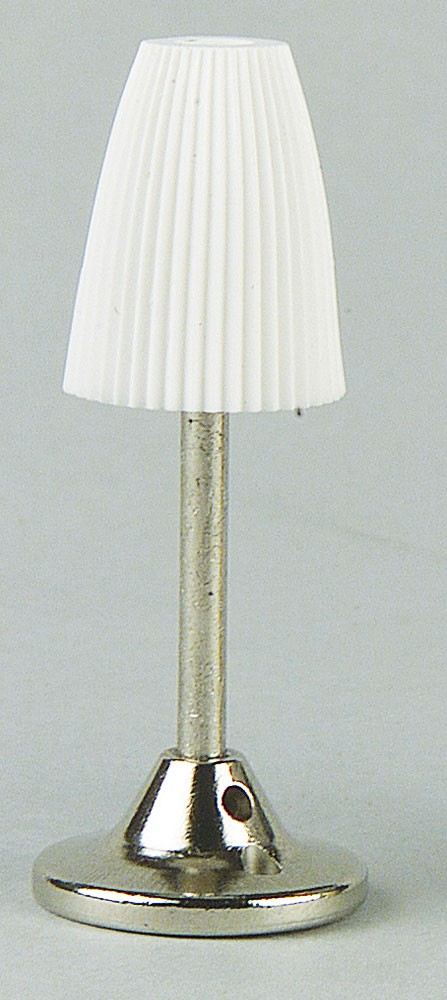 Tischlampe mit Nickelfuß, für Puppenhaus von Rülke Holzspielzeug