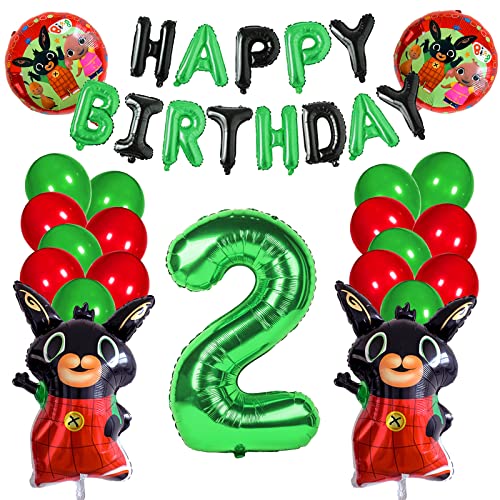 25 Pcs Bing Geburtstag Deko, Bing Luftballon, Bing Geburtstag Deko 2 Jahr, Bing Bunny Geburtstag Dekoration Set, Happy Birthday Luftballon Helium, Geburtstagsdeko Bing Mädchen, Bing Balloon Geburtstag von Ruenie