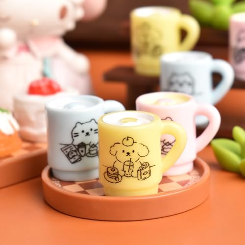 4 Stück Cartoon Welpen Kaffeetassen Miniaturen, Puppen Requisiten Zubehör, Mikro Landschaft DIY Bastel Dekoration von Rufevee