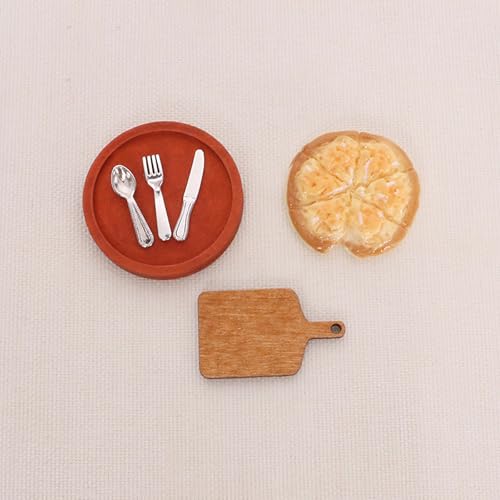 Puppenhaus 1/12 Puppenhaus Simulation Pizza Geschirr Tablett Set Puppenhaus Mini Küche Dekoration Puppen Haus Zubehör Vorgeben Spiel Spielzeug von Rufevee