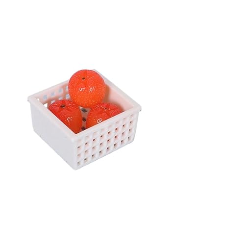 Puppenhaus-Simulation Obst Orange mit Korb-Kit Puppenhaus Miniatur-Küche Lebensmittel Dekoration Vorgeben Spiel Spielzeug von Rufevee